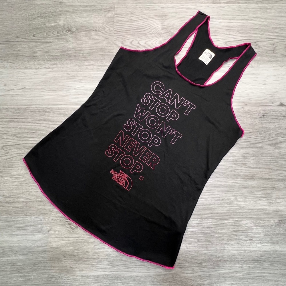 The North Face Women's Tank Top Medium Black Racerback Can't Stop‎ Never Stop